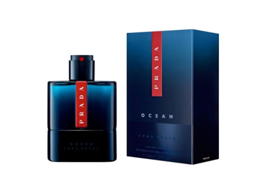 Herrenparfüm für Sommer Prada Luna Rossa Ocean Eau de Toilette mit Flacon und Verpackung