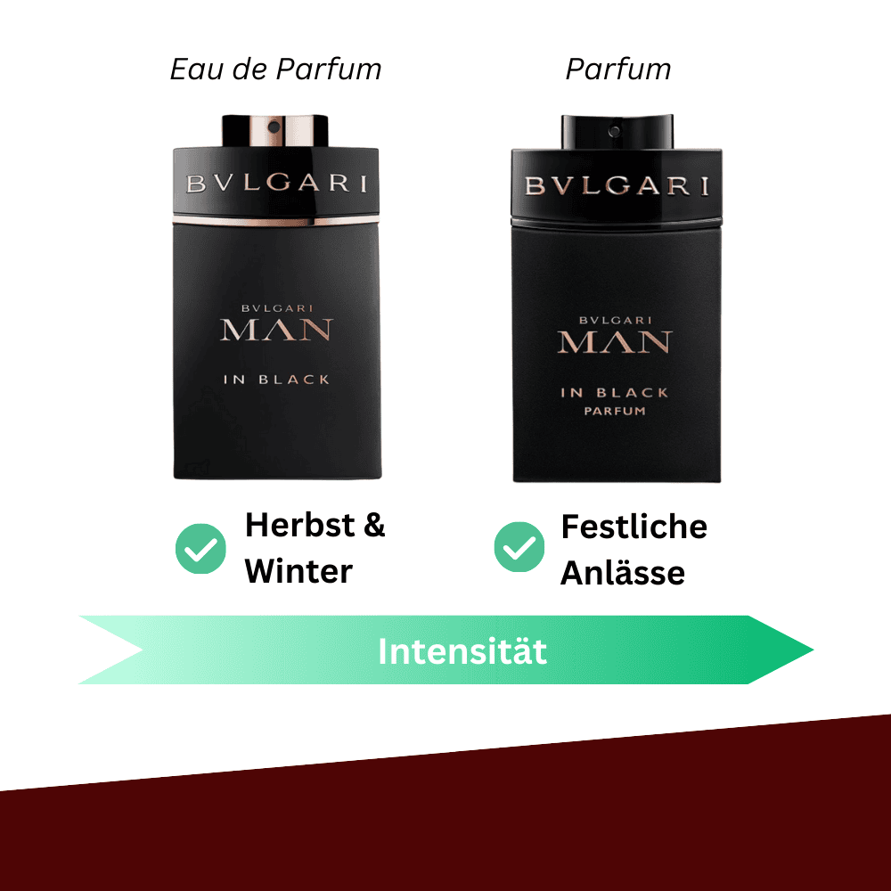 Unterschiede Anlässe zwischen BVLGARI Man in Black Herrendüfte Eau de Parfum und Parfum